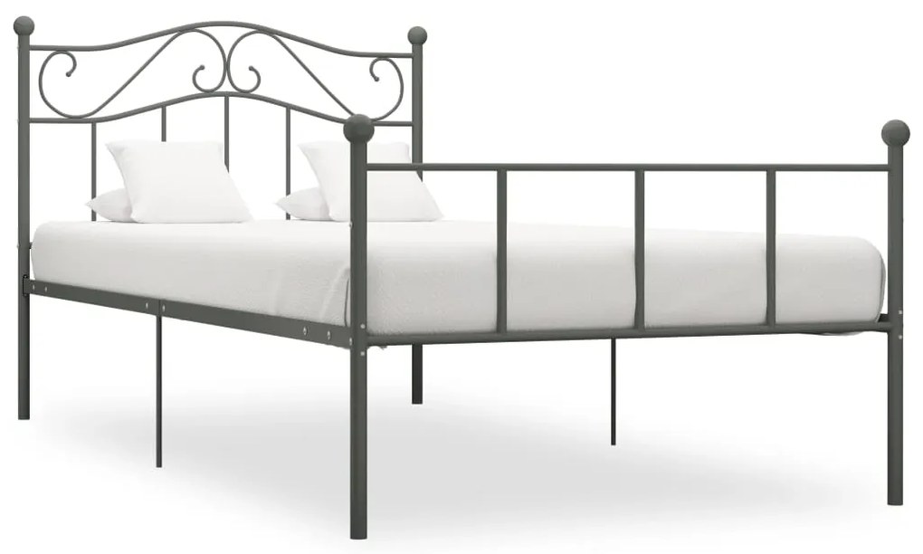 vidaXL Cadru de pat, gri, 100 x 200 cm, metal