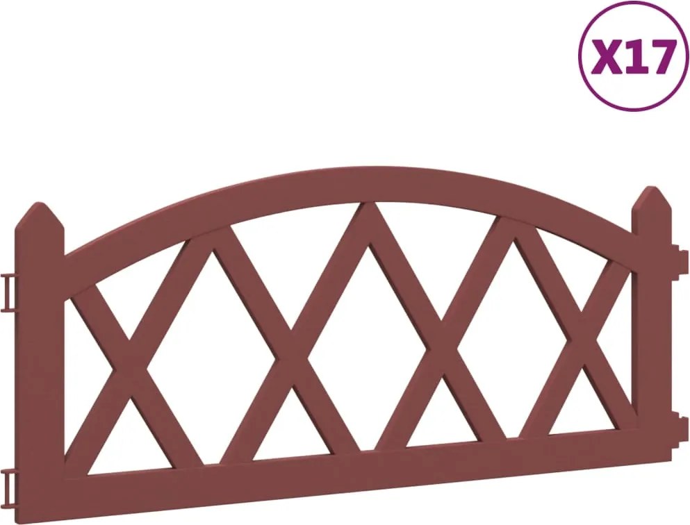 vidaXL Borduri de gazon, 17 buc., roșu, 10 m, PP