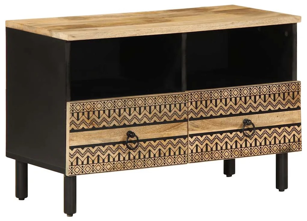 vidaXL Dulap TV, negru, 70x33,5x46 cm, lemn masiv de mango brut