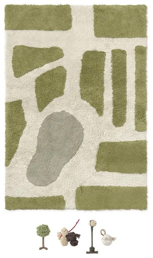 Covor de joacă pentru copii verde-crem din bumbac 90x130 cm Hyde Park – Lorena Canals