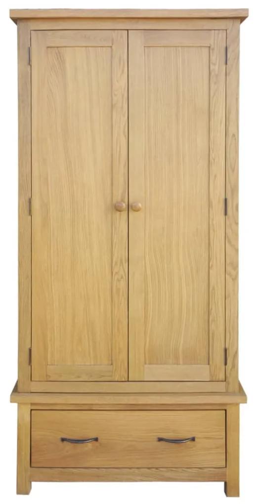 243188 vidaXL Șifonier cu un sertar, 90 x 52 x 183 cm, lemn masiv de stejar