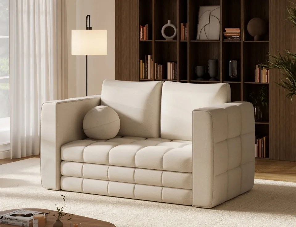 Canapea Kastol , alb chenille extensibil, 137x71x74 cm – Soreli 01