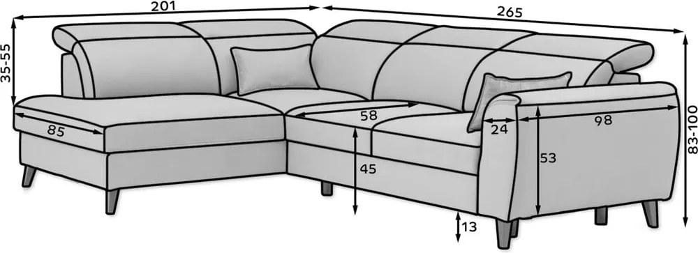 Colțar alb extensibil/cu spațiu de depozitare cu tapițerie din catifea (cu colț pe partea dreaptă/în formă de ”L”) Noble – ELTAP