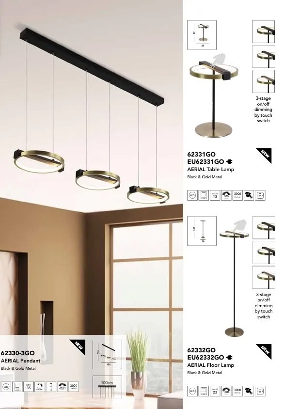 Lustra cu 3 pendule LED stil modern Aerial