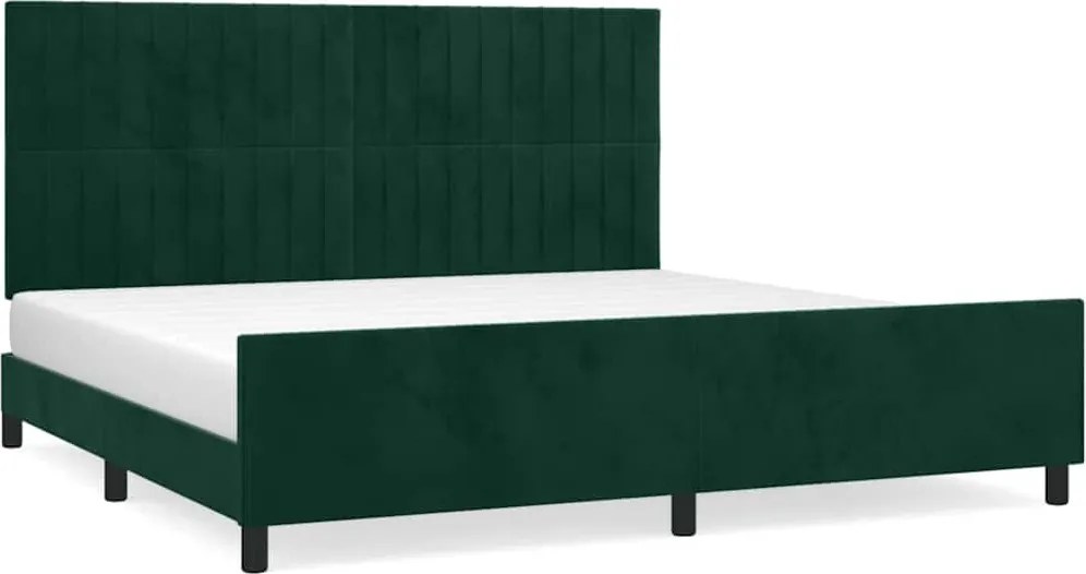 vidaXL Cadru de pat fără saltea, verde închis, 200x200 cm, catifea