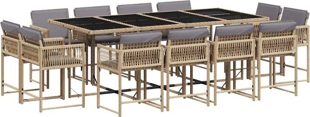 vidaXL Set mobilier grădină cu perne, 13 piese, bej combinat poliratan