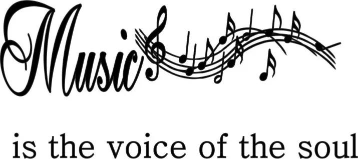 Autocolant de perete inscripție MUSIC IS THE VOICE OF THE SOUL 60 x 120 cm