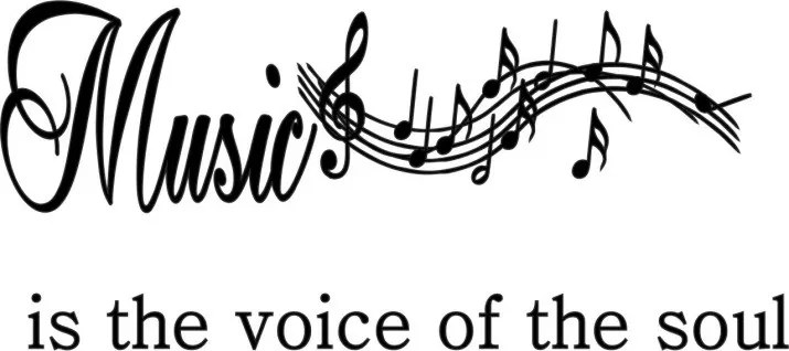Autocolant de perete inscripție MUSIC IS THE VOICE OF THE SOUL 80 x 160 cm