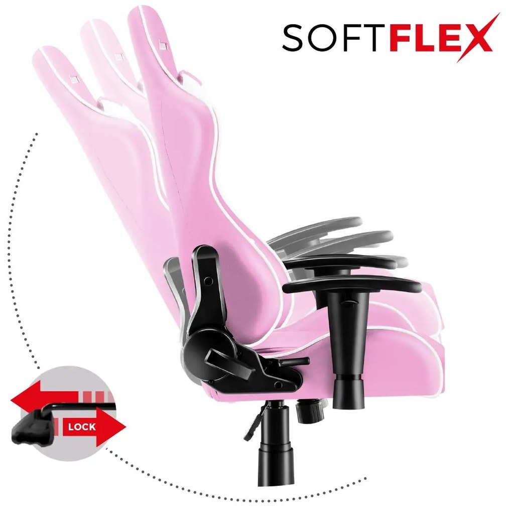 Scaun gaming pentru copii Rover 6 (alb + roz). 1087546