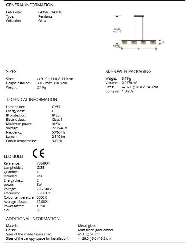 Lustra LED suspendata design modern Olaia 4L