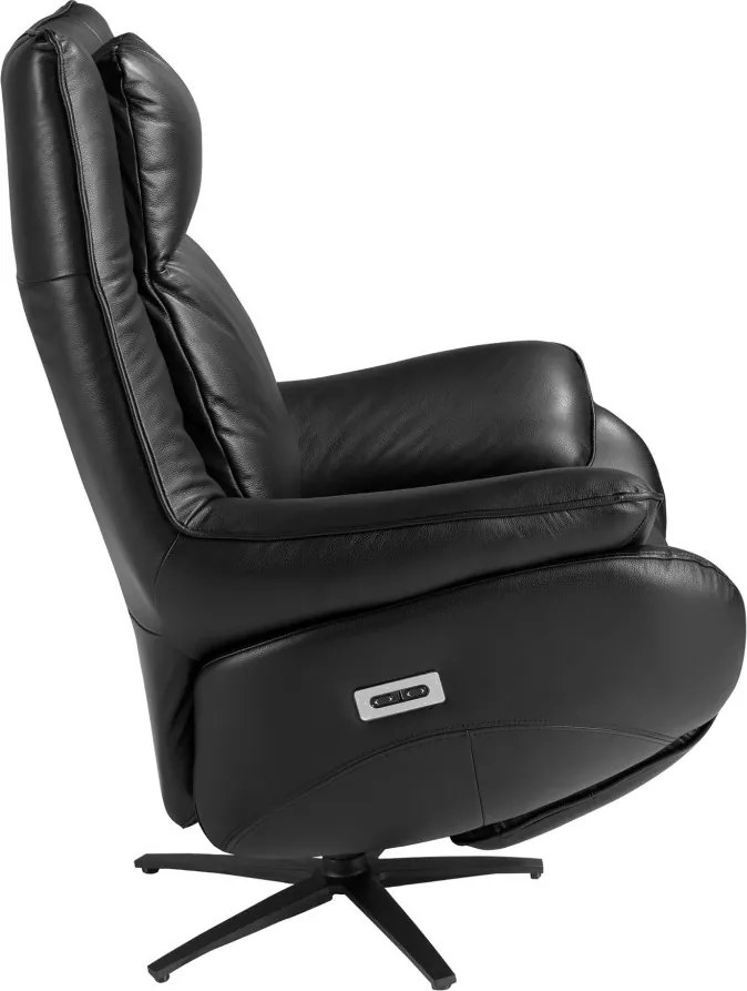 Fotoliu design LUX cu functia relax Cowhide Black leather