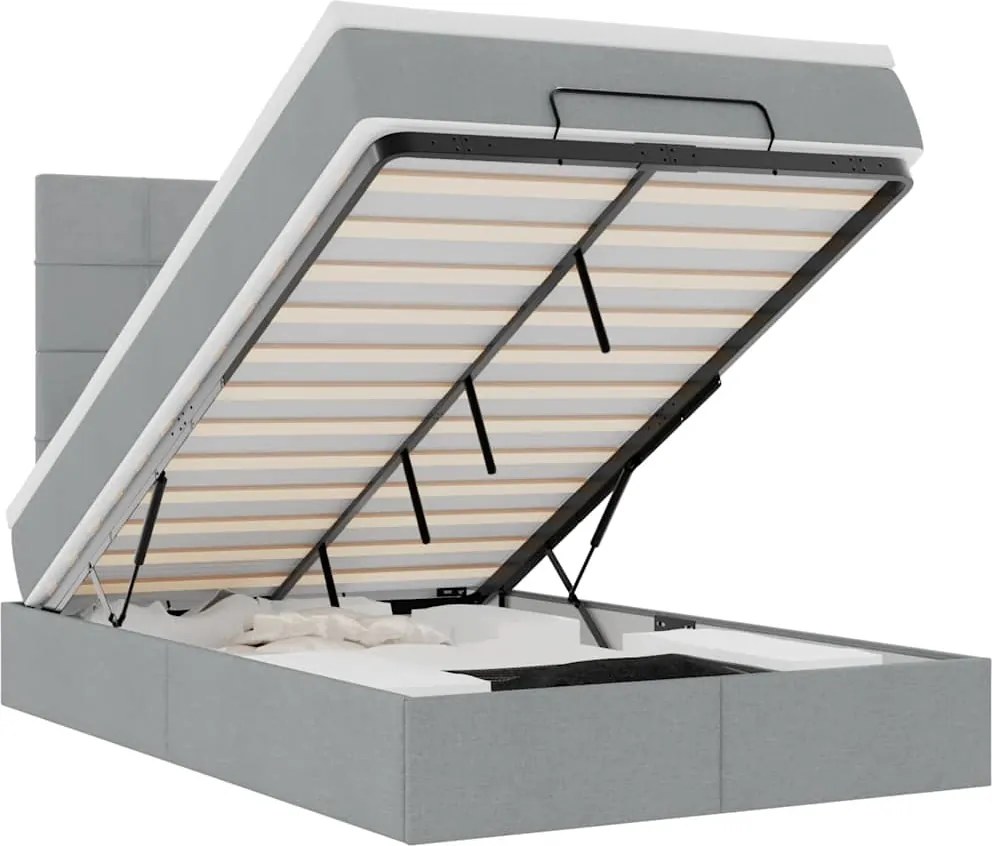 vidaXL Cadru de pat otoman cu saltea țesătură gri deschis 120x200cm