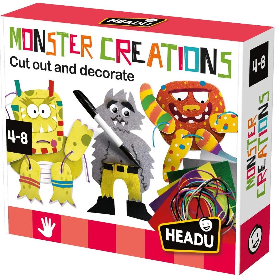 SET DE CREATIE MONSTRI CU DIFERITE TEHNICI CREATIVE 4-8 ANI - HEADU (HE54235)