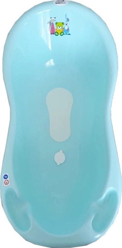 Cadita ergonomica pentru bebelusi si copii NOVOKIDS™ Little Bear , baita bebe, dimensiuni 100X50X25, suport anti alunecare, supapa scurgere,Turquoise