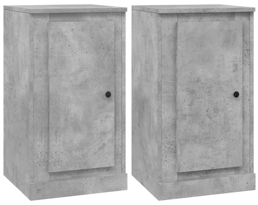 816209 vidaXL Servante, 2 buc., gri beton, 37,5x35,5x67,5 cm, lemn prelucrat