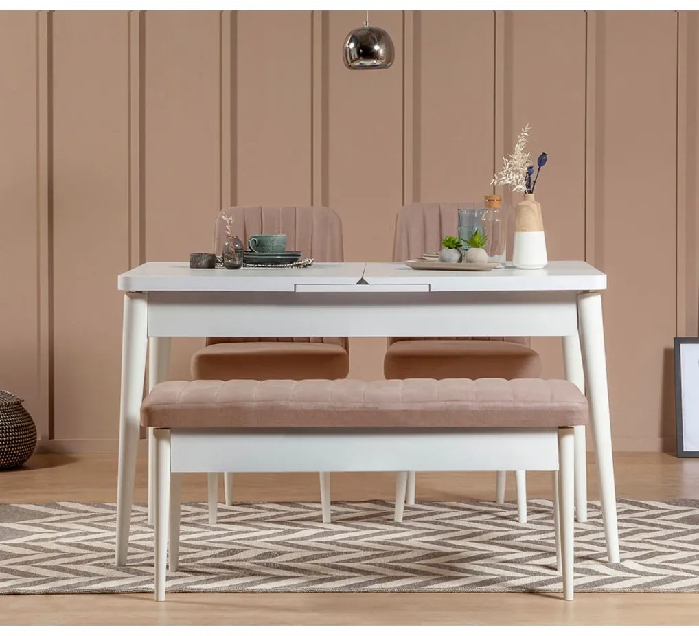 Set mobilier sufragerie Vlasta 1 (alb + maro deschis) (pentru 4 persoane). 1072380