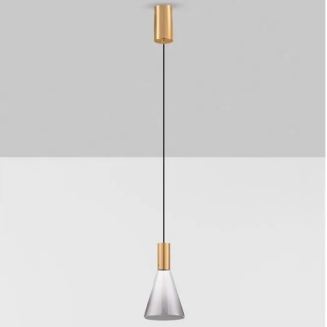 Pendul LED modern, Metal, Sticla, Fumuriu, Voi