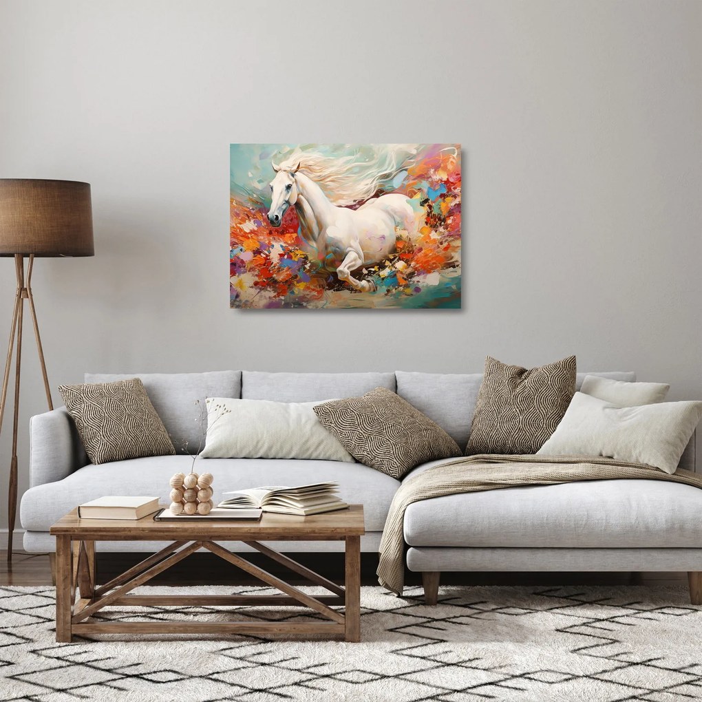 Tablou pe sticlă - Pictura unui cal (70x50 cm)
