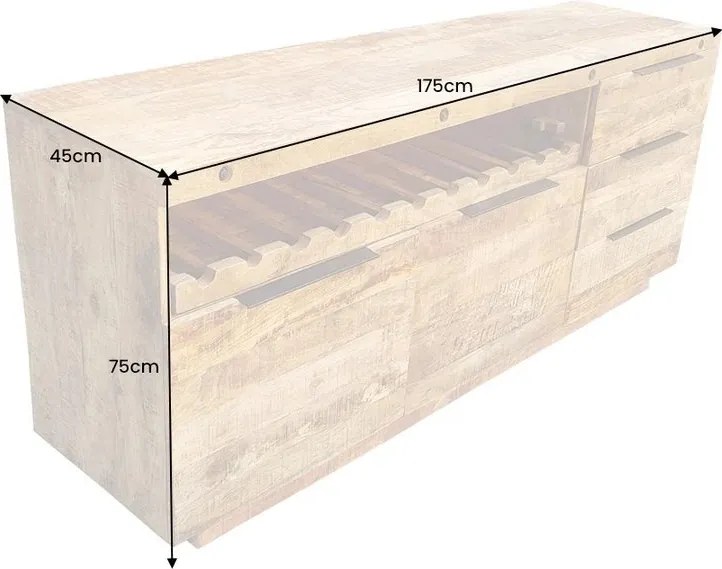 Bufet cu spatiu pentru sticle design industrial IRON CRAFT 175cm