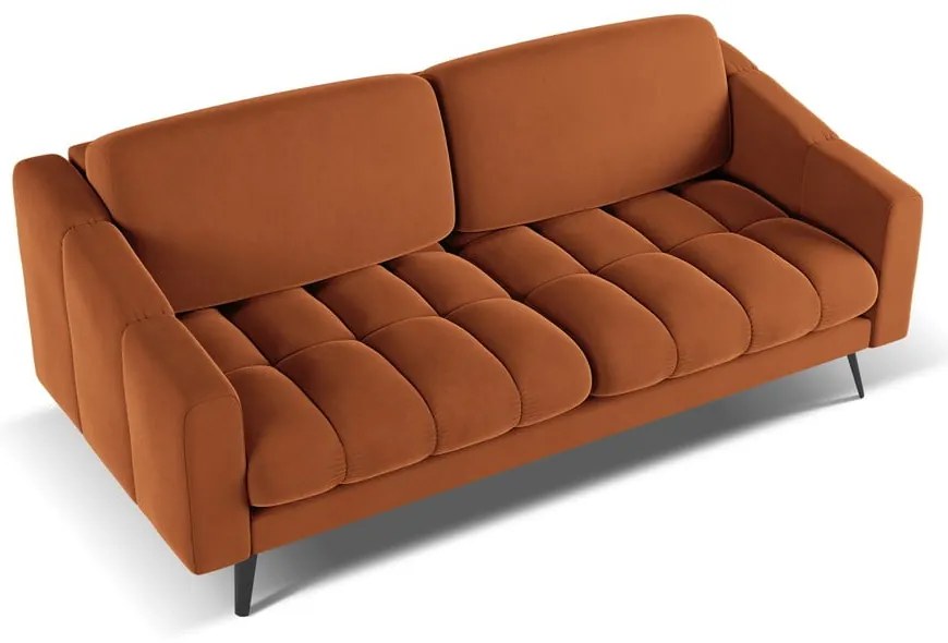 Canapea portocalie cu tapițerie din catifea 202 cm Nalu – Makamii