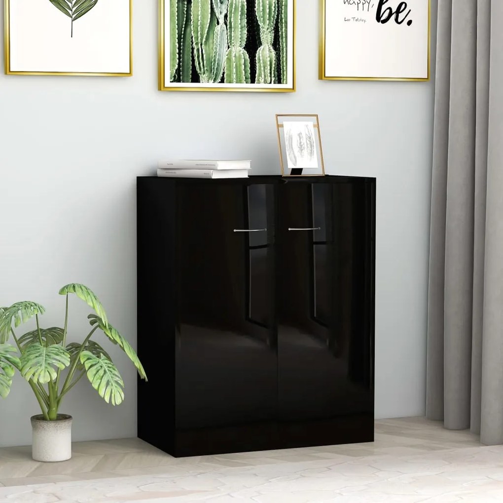 800736 vidaXL Servantă, negru lucios, 60 x 30 x 75 cm, PAL