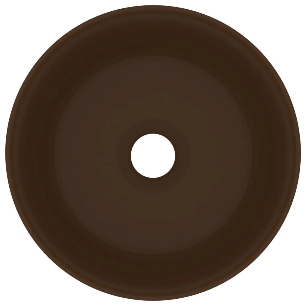 Chiuveta de baie lux maro inchis mat 40x15 cm ceramica rotund matte dark brown