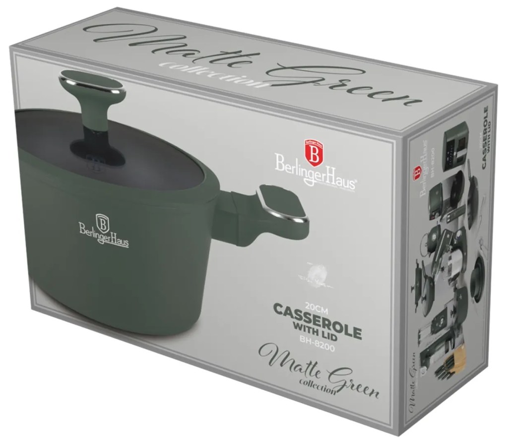 Oala aniaderenta cu interior titan 20 cm Green Matte Collection Berlinger Haus BH 8200