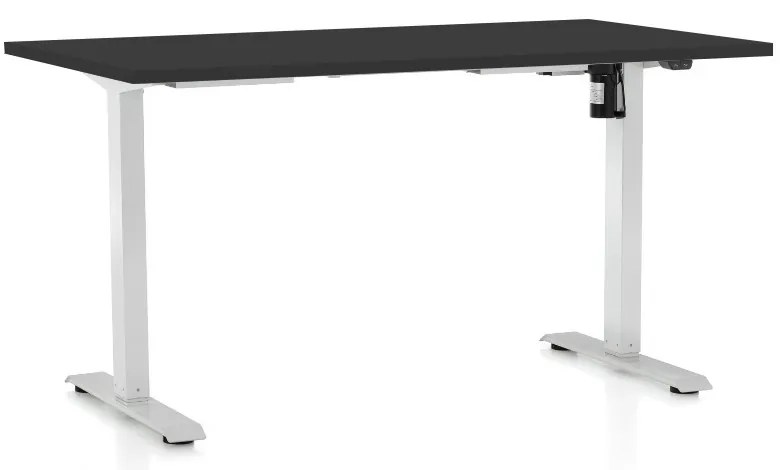 Masa inaltime reglabila OfficeTech A, 120 x 80 cm, bază albă, negru