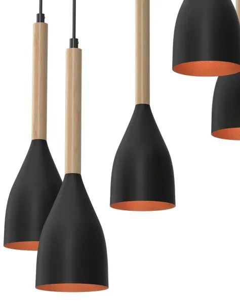 Lustră pe cablu MUZA 5xE27/15W/230V negru/bej/cupru