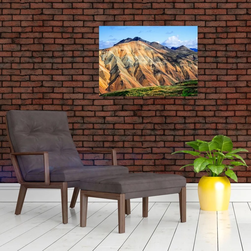 Tablou pe sticlă - Landmannalaugar (70x50 cm)