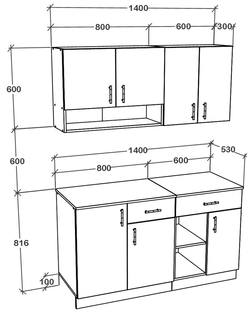 Set haaus Berna, Antracit/Alb, L 140 cm