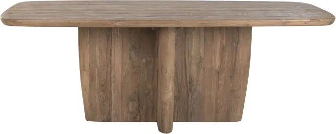 Masă dining dreptunghiulara din lemn de tec reciclat, finisaj natur, "Grand Loft"