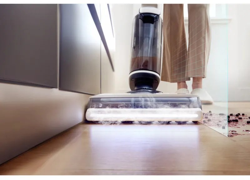 Aspirator vertical Tineco Floor One S7 Steam Plus 4B1, 240W, Curatare uscata/umeda, Ecran LED și iluminare, Abur + uscare, Alb/Negru