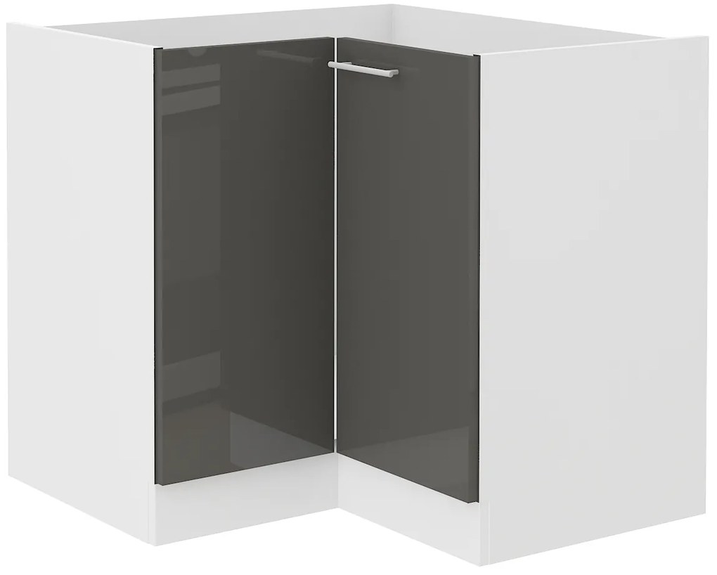 Dulap inferior de bucătărie, de colț Lavera 90 x 90 DN 2F BB (alb + gri lucios). 1032413