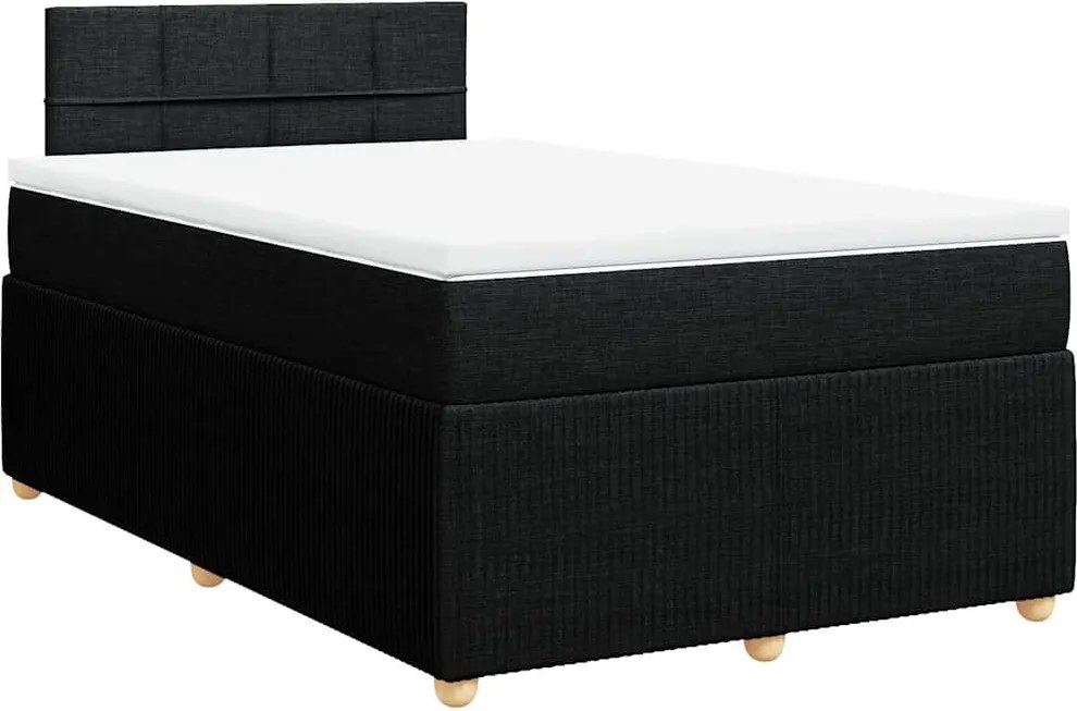 vidaXL Pat box spring cu saltea, negru, 120x200 cm, textil