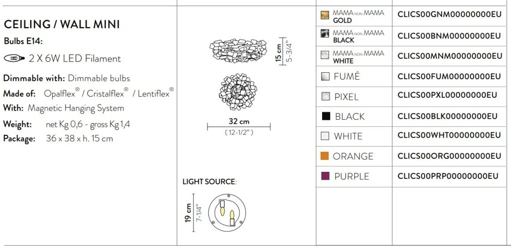 Aplica design unicat realizata manual Clizia Mini Fume, 32cm