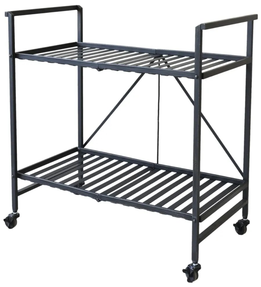 Carucior pliabil din metal, negru antichizat, H83.5/L84/W46 cm