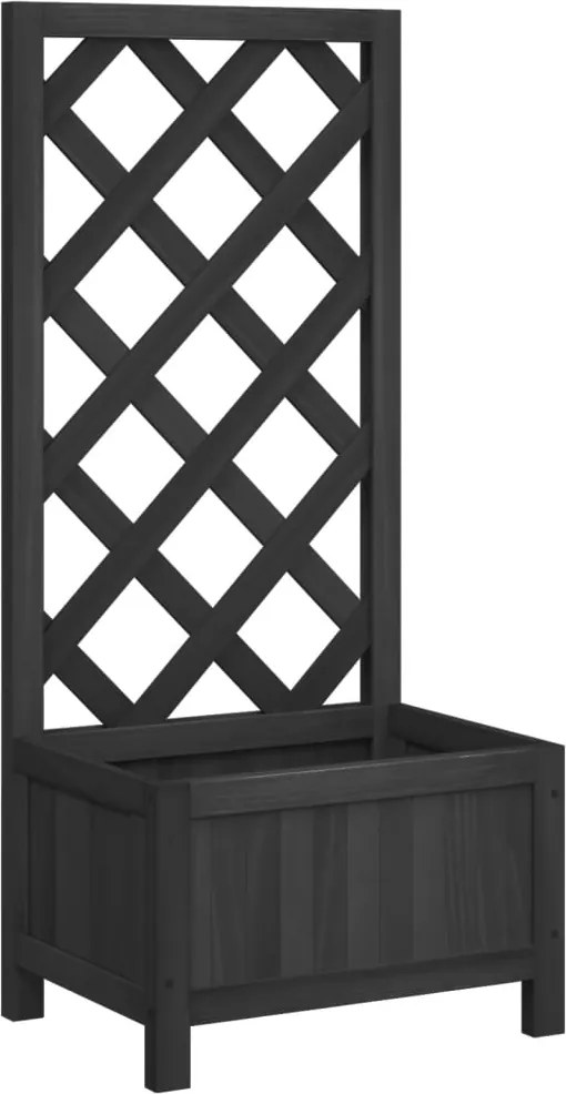 vidaXL Jardinieră cu spalier, negru, lemn masiv de brad