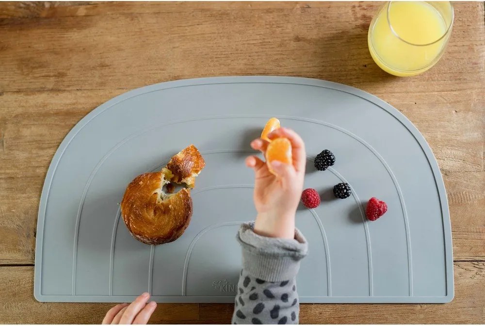 Suport din silicon pentru masă Kindsgut Rainbow, 48 x 25 cm, albastru