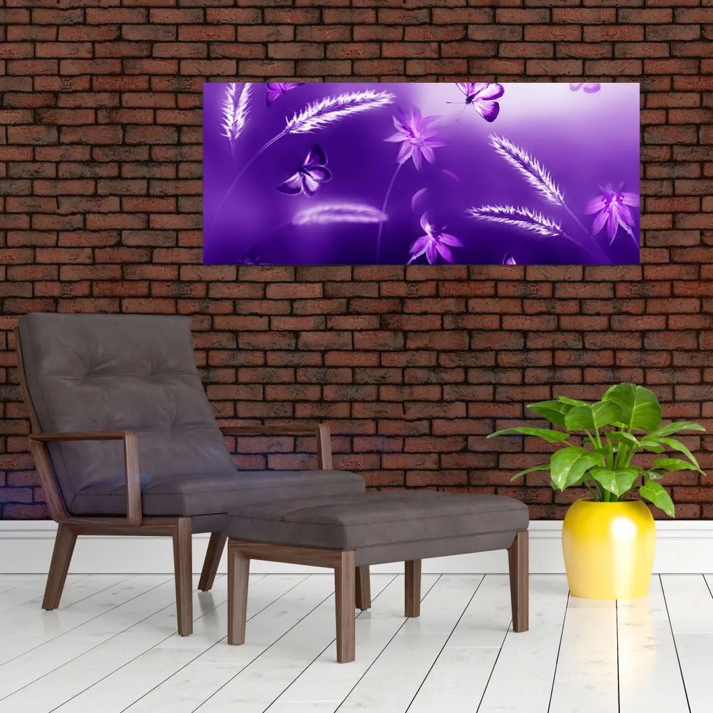 Tablou - Lunca cu fluturi (120x50 cm)