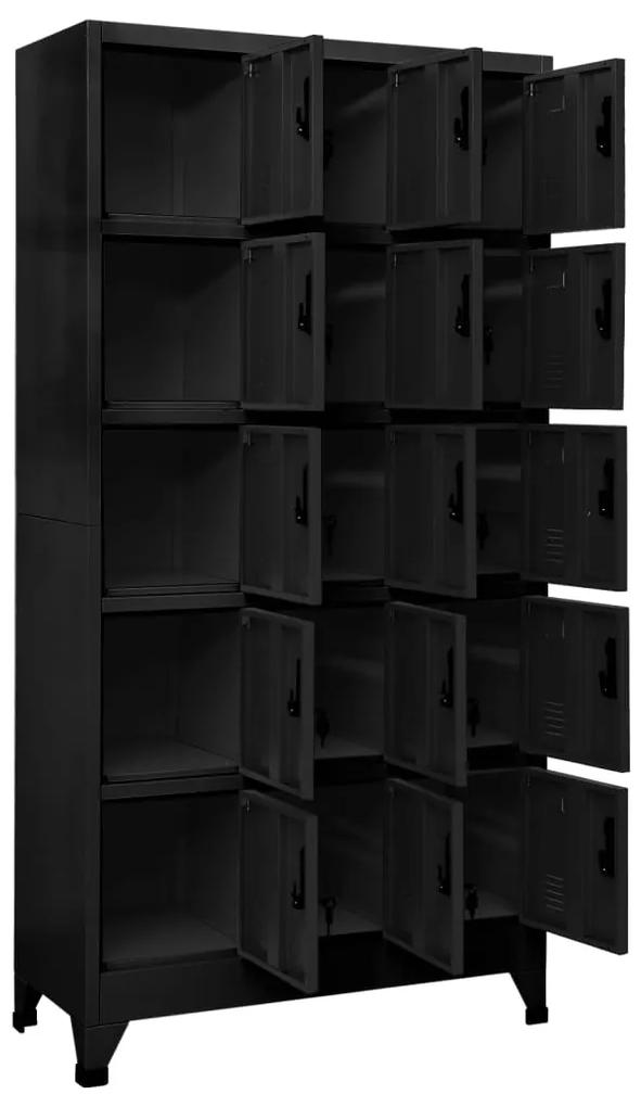 Fiset, negru, 90x40x180 cm, otel Negru, Cu 15 dulapioare, 1