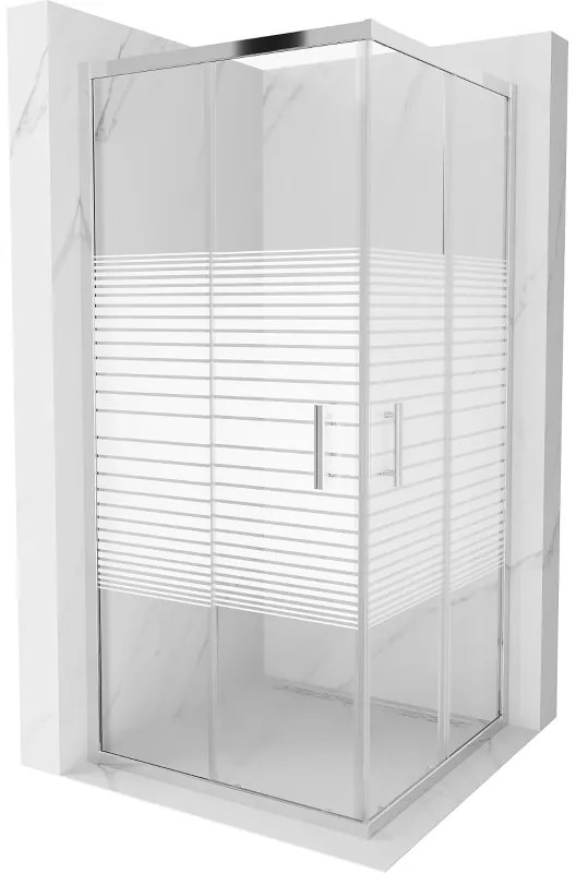 Mexen Rio cabina de duș pătrată 90 x 90 cm, dungi albe, crom - 860-090-090-01-20