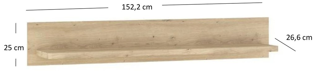 Poliță 150 cm Mindi (Stejar artisan). 1053056