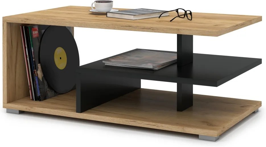 LINK stejar auriu / negru, masuta de cafea