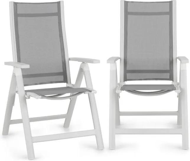 Blumfeldt Cádiz, scaun pliabil, set de 2 bucăți, 59,5 x 107 x 68 cm, ComfortMesh, aluminiu, alb