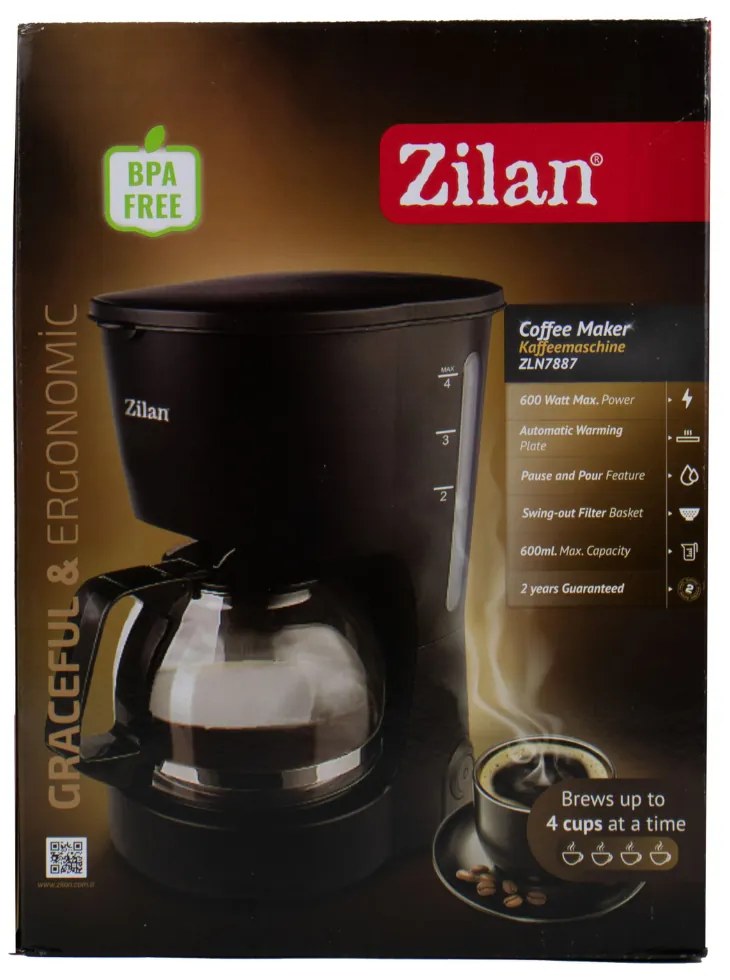 Cafetiera cu Filtru Zilan ZLN 7887 600W 600ml Design Compact si Functie de Mentinere la Cald