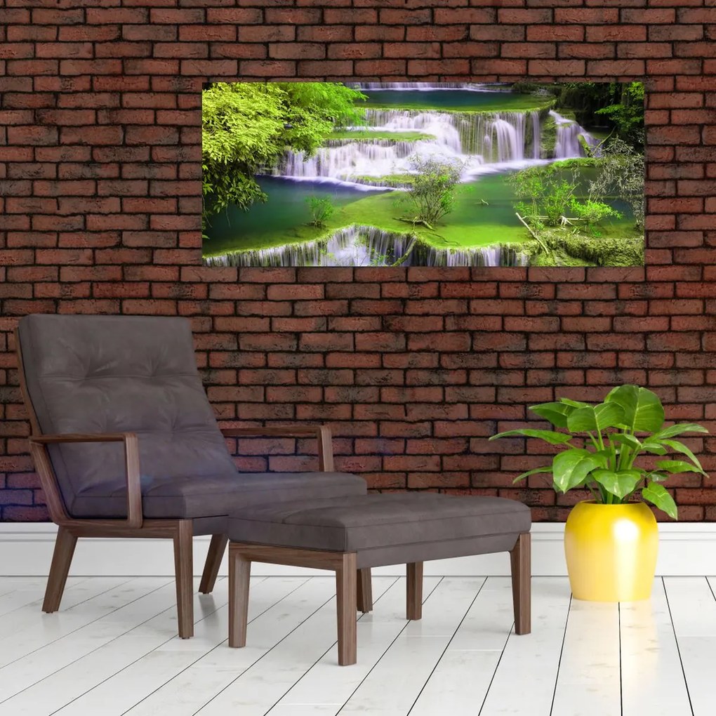 Tablou - Cascada Huay Mae Khamin, Kanchanaburi, Thailanda (120x50 cm)