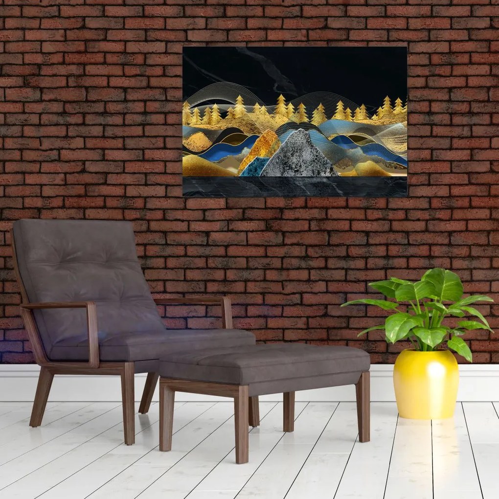Tablou - Munții aurii (90x60 cm)