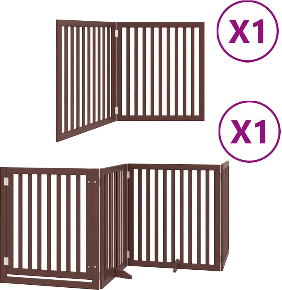 vidaXL Poartă câini pliabilă cu ușă 6 panouri maro, 480 cm, lemn plop