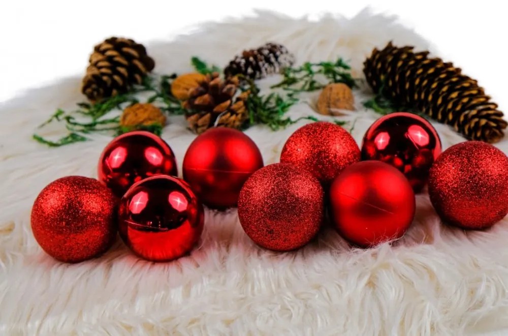 Globuri de Crăciun pentru brad 5cm 17buc RED